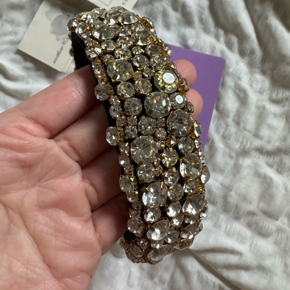 Matthew Melka Black and Gold Embellished Headband with crystals - Picture 3 of 8